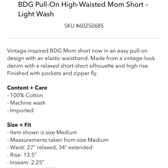 urban outfitters BDG pull on mom shorts m - Picture 2 of 5